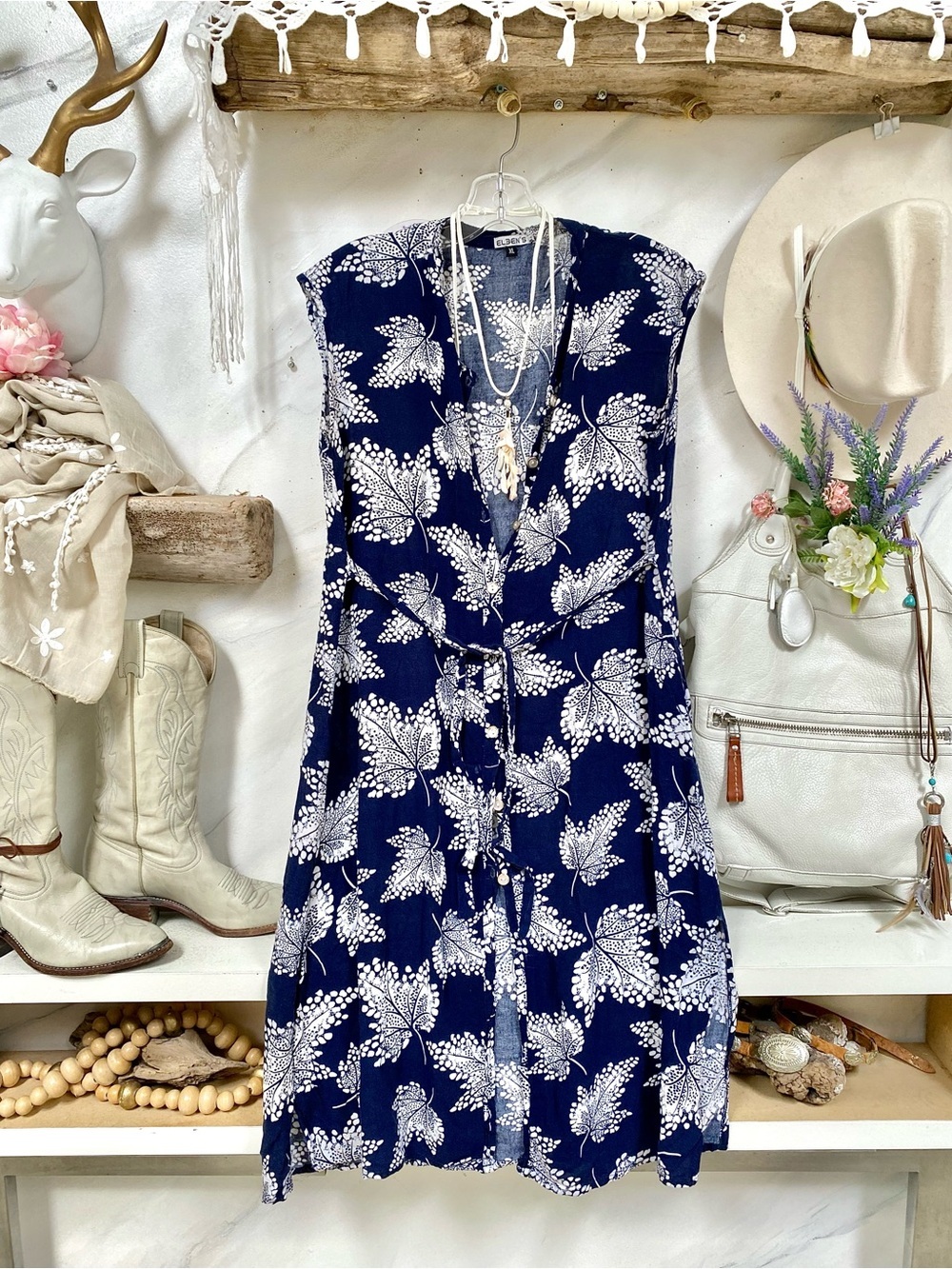 Canada maple leaf boho dress/cover up w resort vacay shabby chic beach vibe